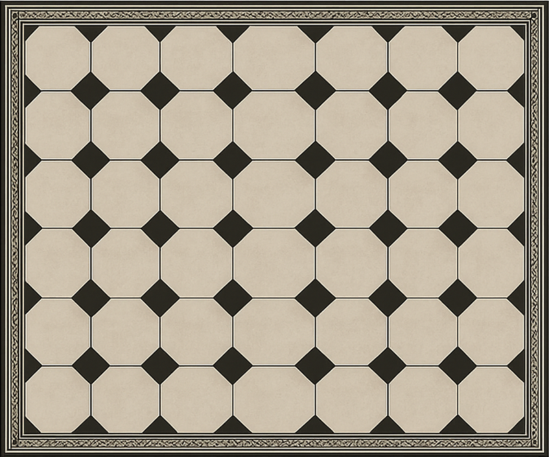 Traditional Checkerboard Tile dining room vinyl rug - TenStickers