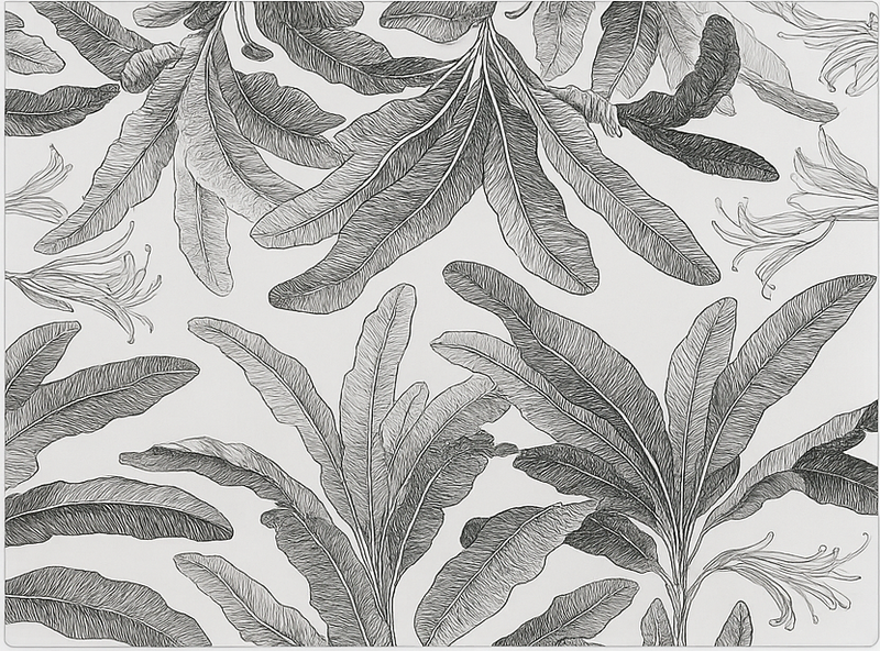 Kitchen vinyl rug graceful grey palms - TenStickers