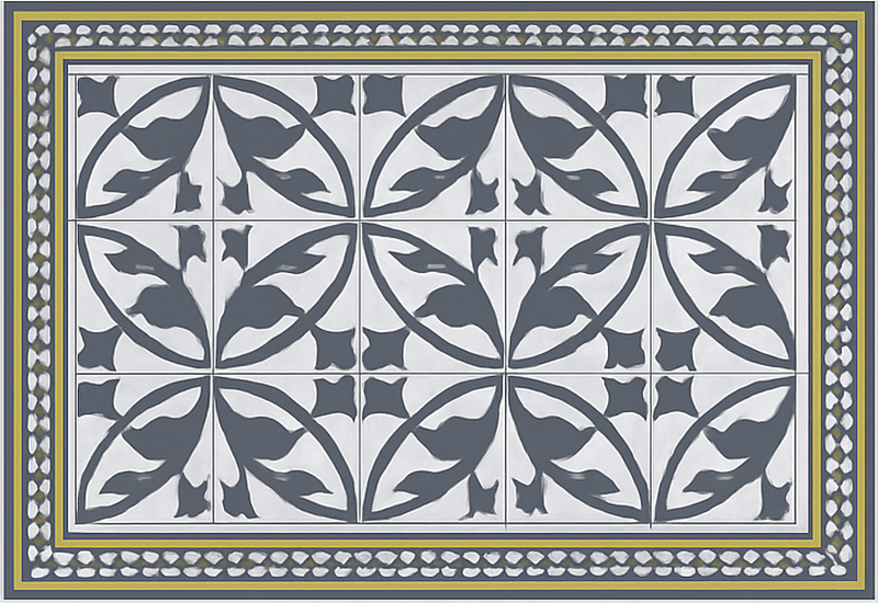 Living room vinyl rug encaustic style floor mat - TenStickers