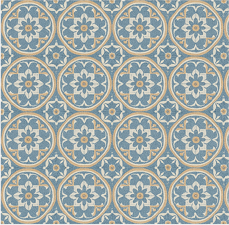 Living room vinyl rug in azulejo style - TenStickers
