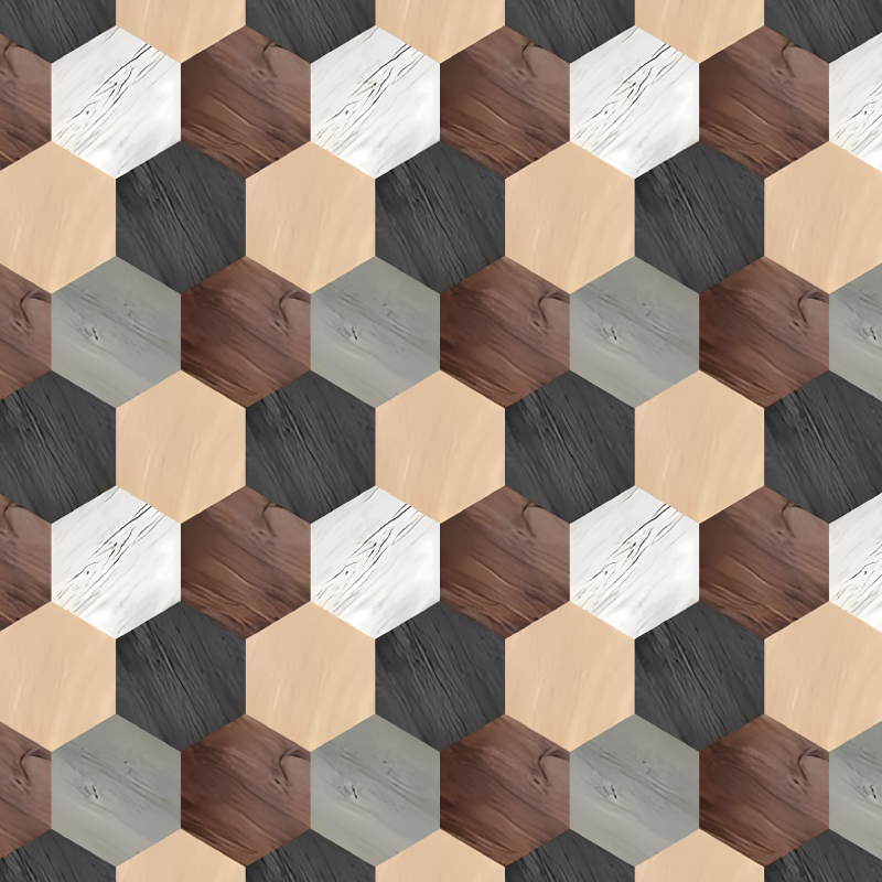 Kitchen vinyl rug mixed wood hexagons design - TenStickers