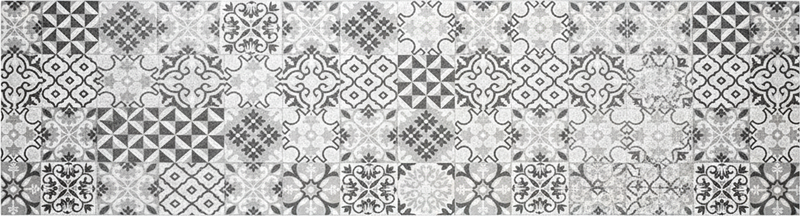 Kitchen vinyl rug in intricate greyscale mosaic - TenStickers