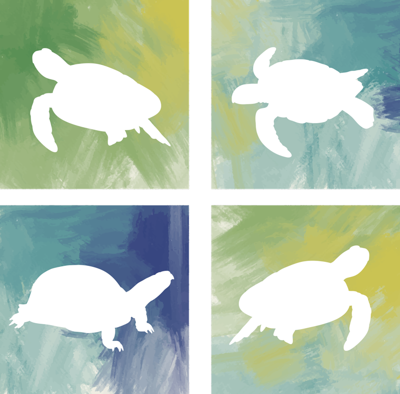 Colorful turtle pack animal vinyl rug - TenStickers