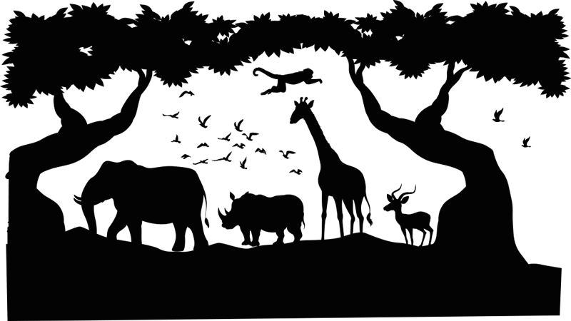 Animal vinyl rug black and white savannah design - TenStickers