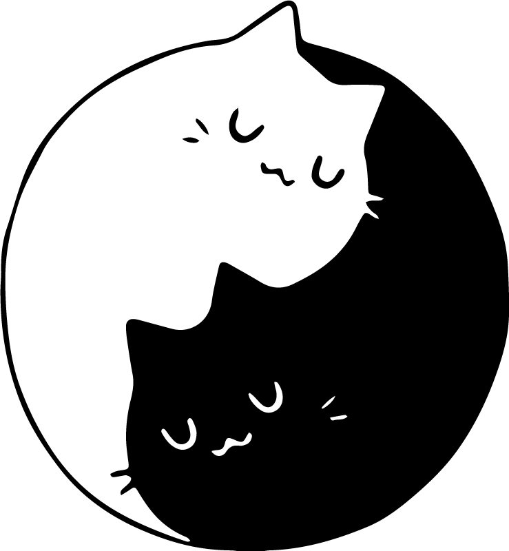 Animal vinyl rug yin yang cats design - TenStickers