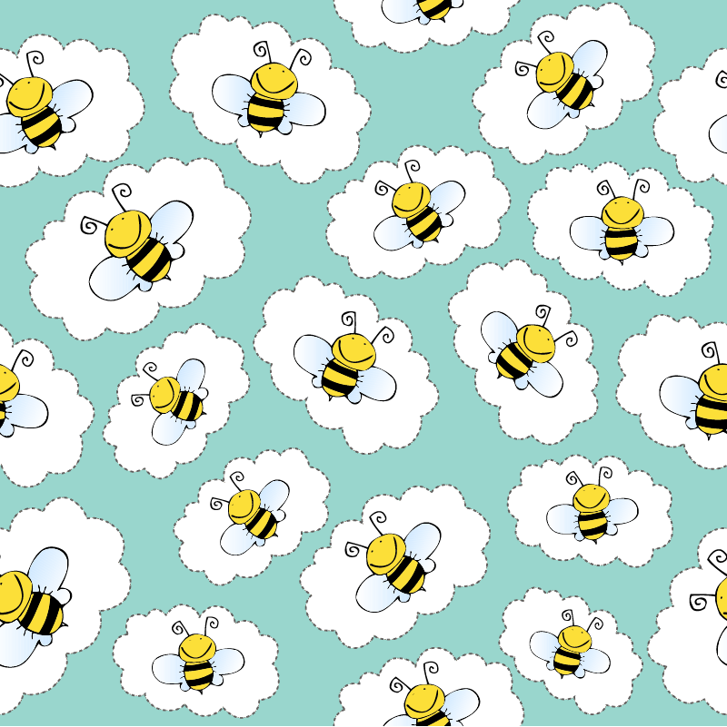 Animal vinyl rug with white trees and bees - TenStickers