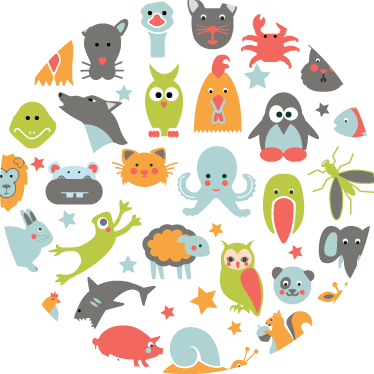 Animal vinyl rug animals in a circle - TenStickers