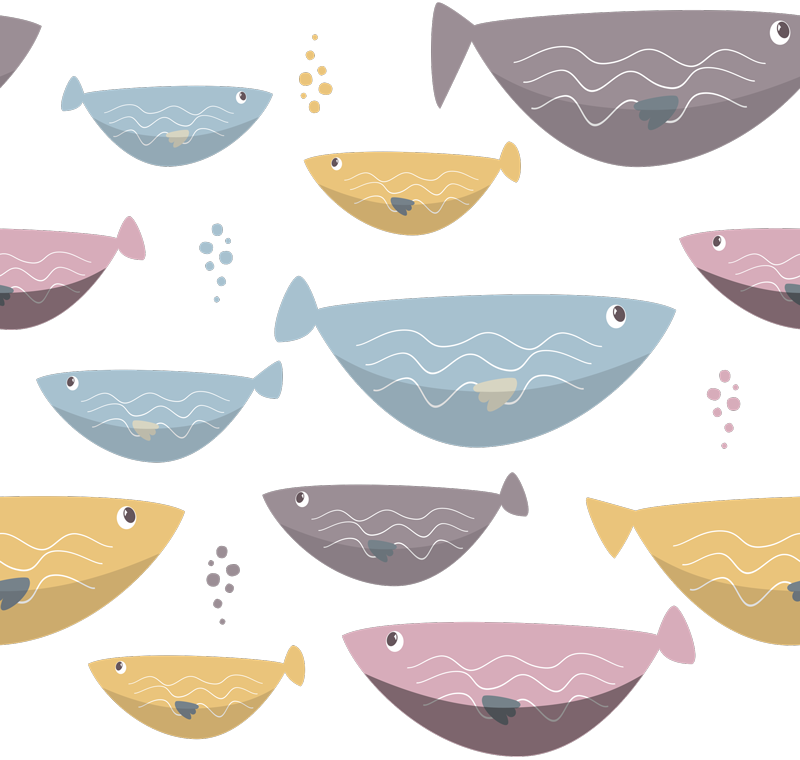 Animal vinyl rug with colorful fish design - TenStickers