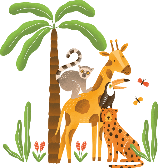 Animal vinyl rug featuring playful jungle animals - TenStickers
