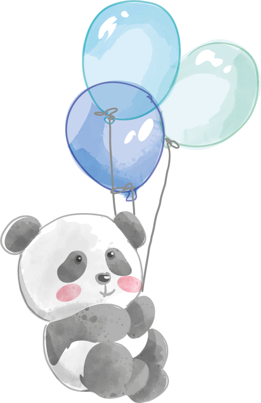Baby banda holding three balloons animal vinyl rug - TenStickers