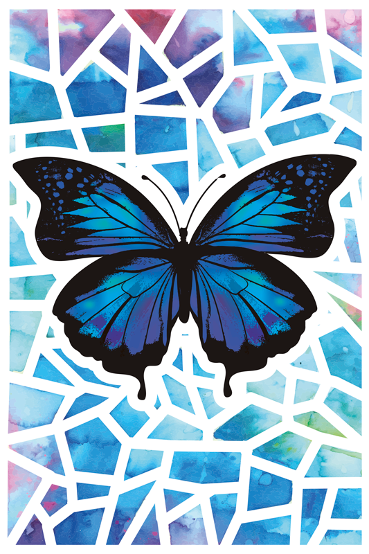 Animal vinyl rug with trendy butterfly design - TenStickers
