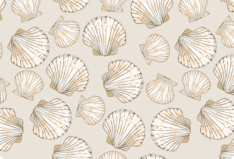 Animal vinyl rug with big and small seashells - TenStickers