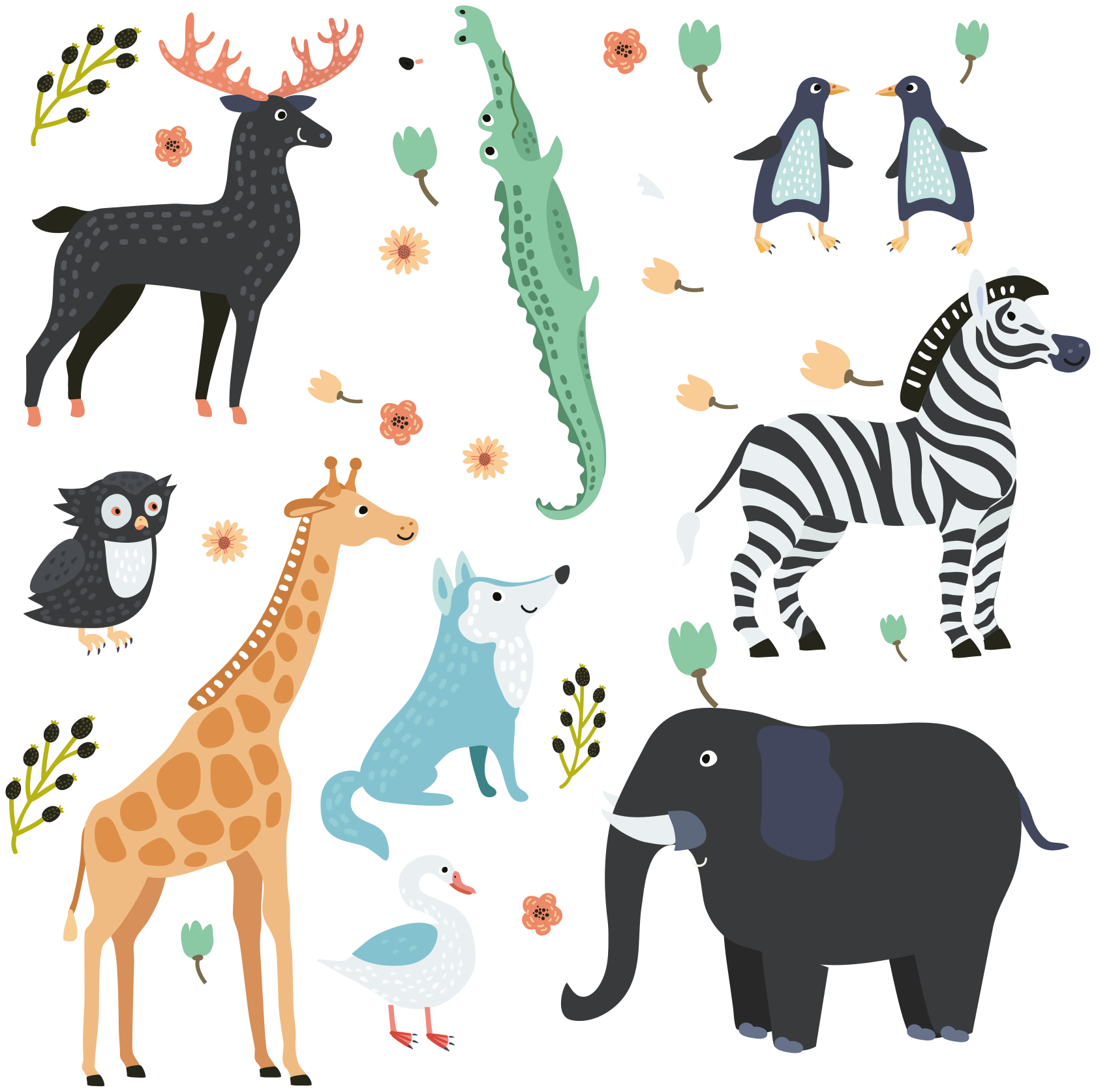 Animal vinyl rug happy animals in the park - TenStickers