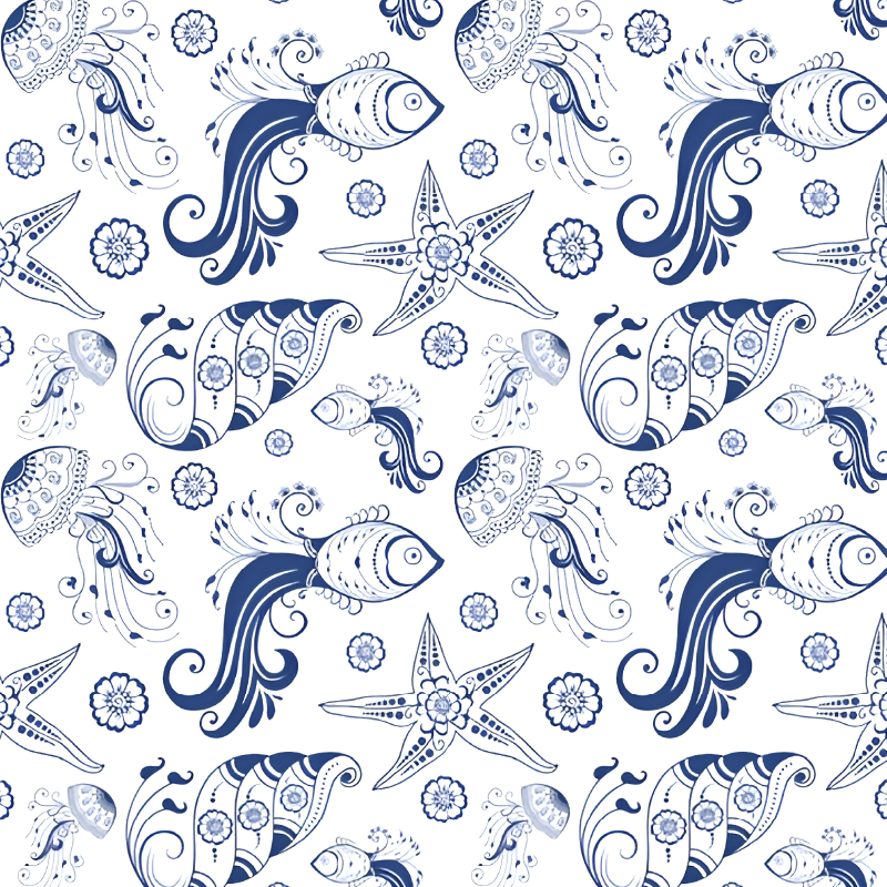Ornamental sea life animal vinyl rug - TenStickers