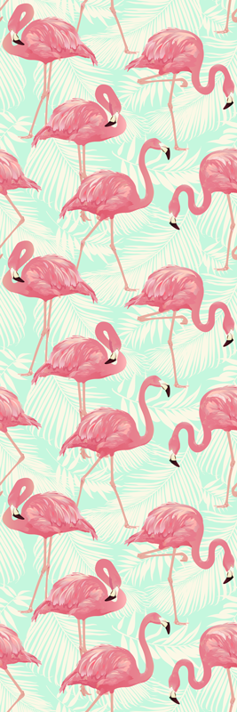 Animal vinyl rug with drawn pink flamingos - TenStickers