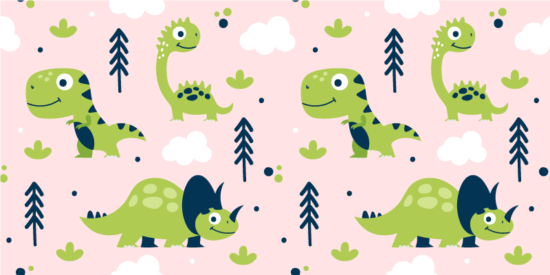Animal vinyl rug little green dinosaurs - TenStickers