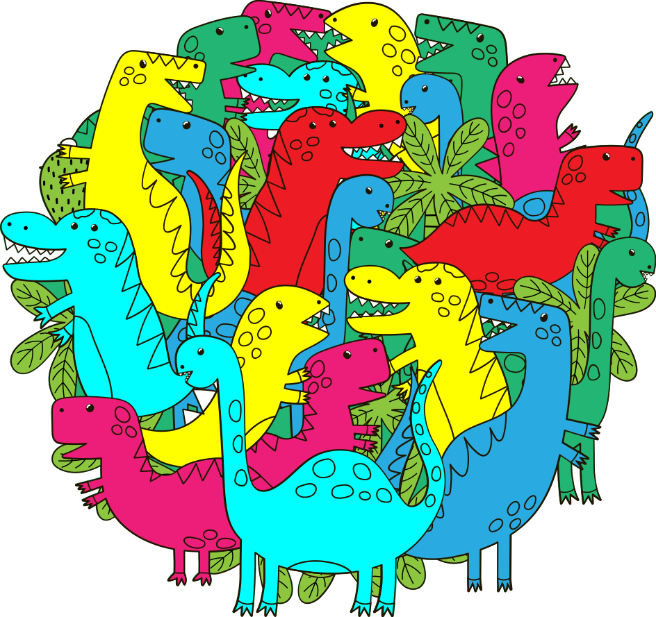 Animal vinyl rug with round colorful dinosaur design - TenStickers