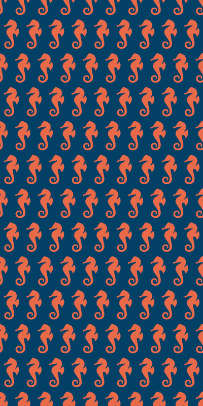 Animal vinyl rug with orange sea horse pattern - TenStickers