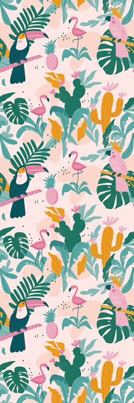 Green birds and leaves animal vinyl rug - TenStickers