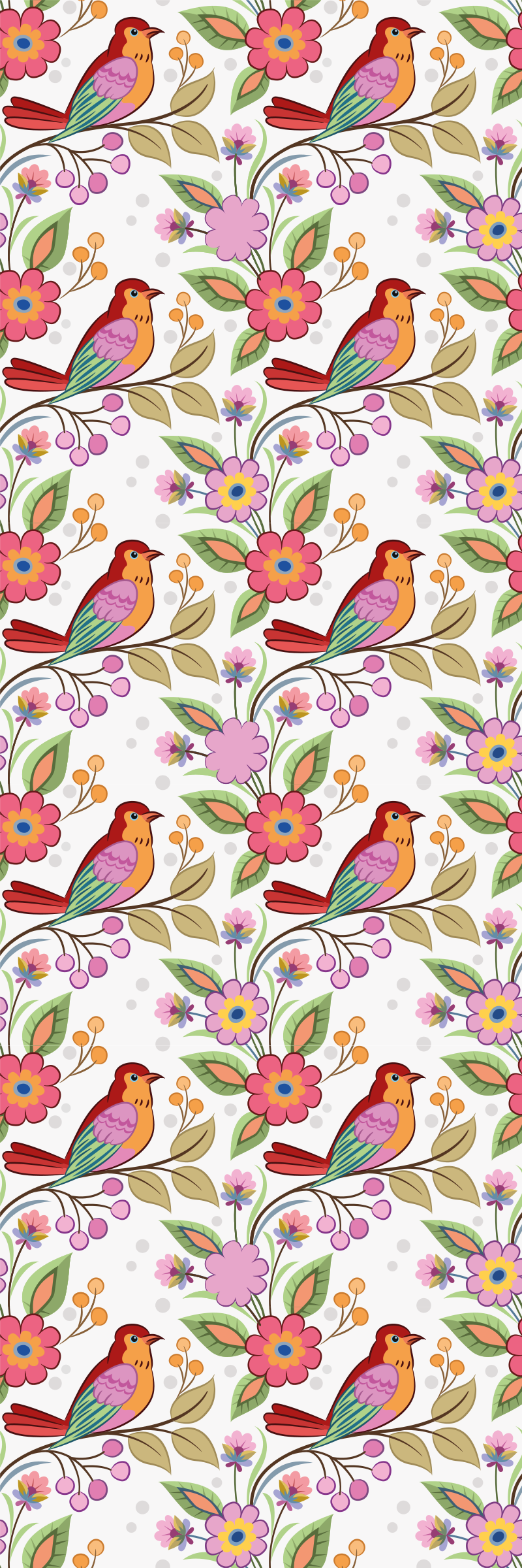 Red and orange birds animal vinyl rug - TenStickers