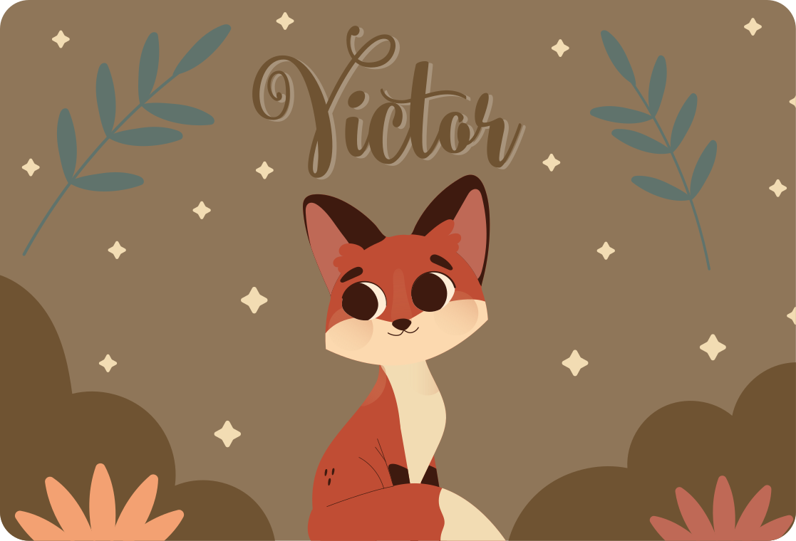 Cute fox for boy with name animal vinyl rug - TenStickers