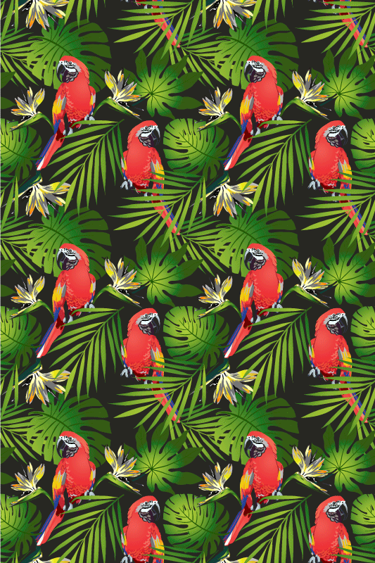 Colorful parrots on gray background animal vinyl rug - TenStickers