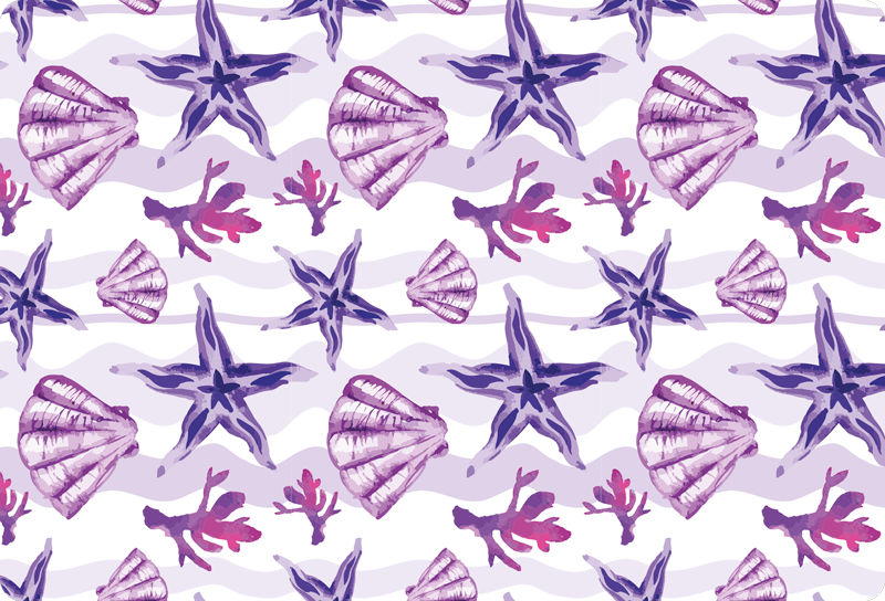 Animal vinyl rug purple seashell and starfish - TenStickers