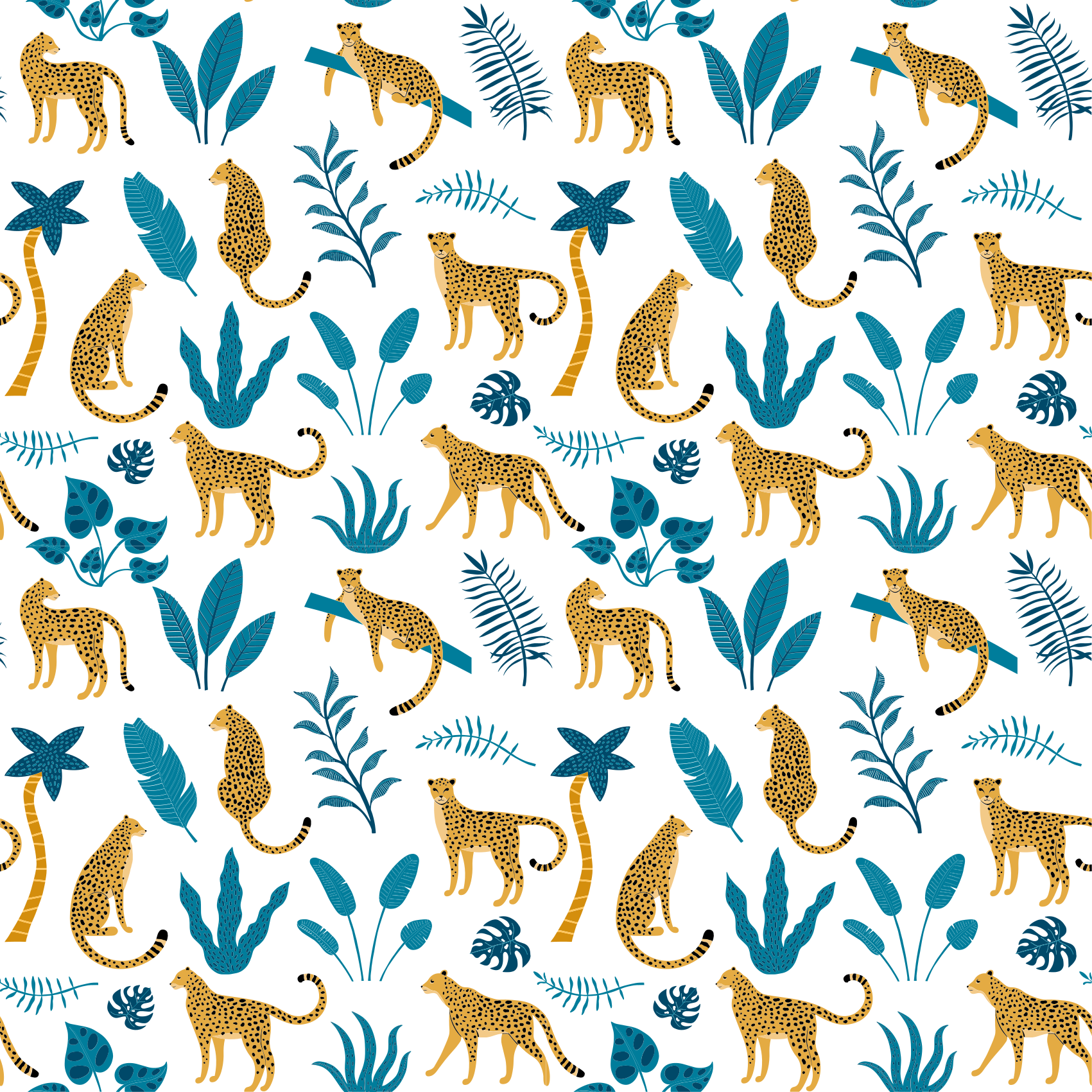 Botanical and leopard animal vinyl rug - TenStickers