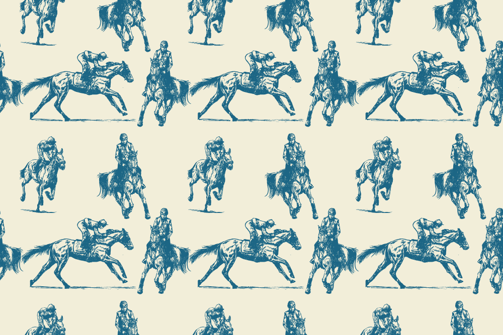 Animal vinyl rug in blue and beige horse pattern - TenStickers
