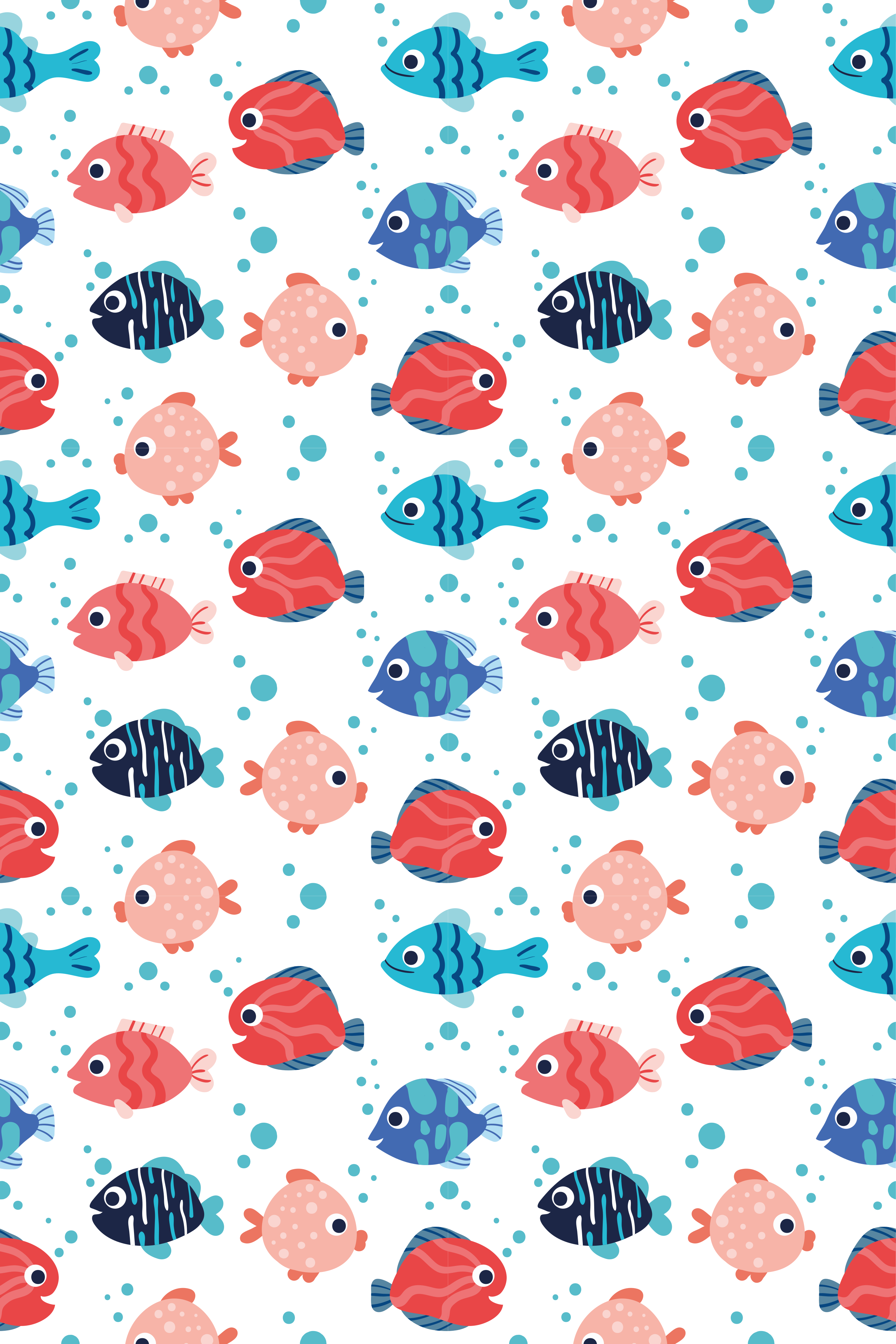 Animal vinyl rug pink and blue fishes - TenStickers