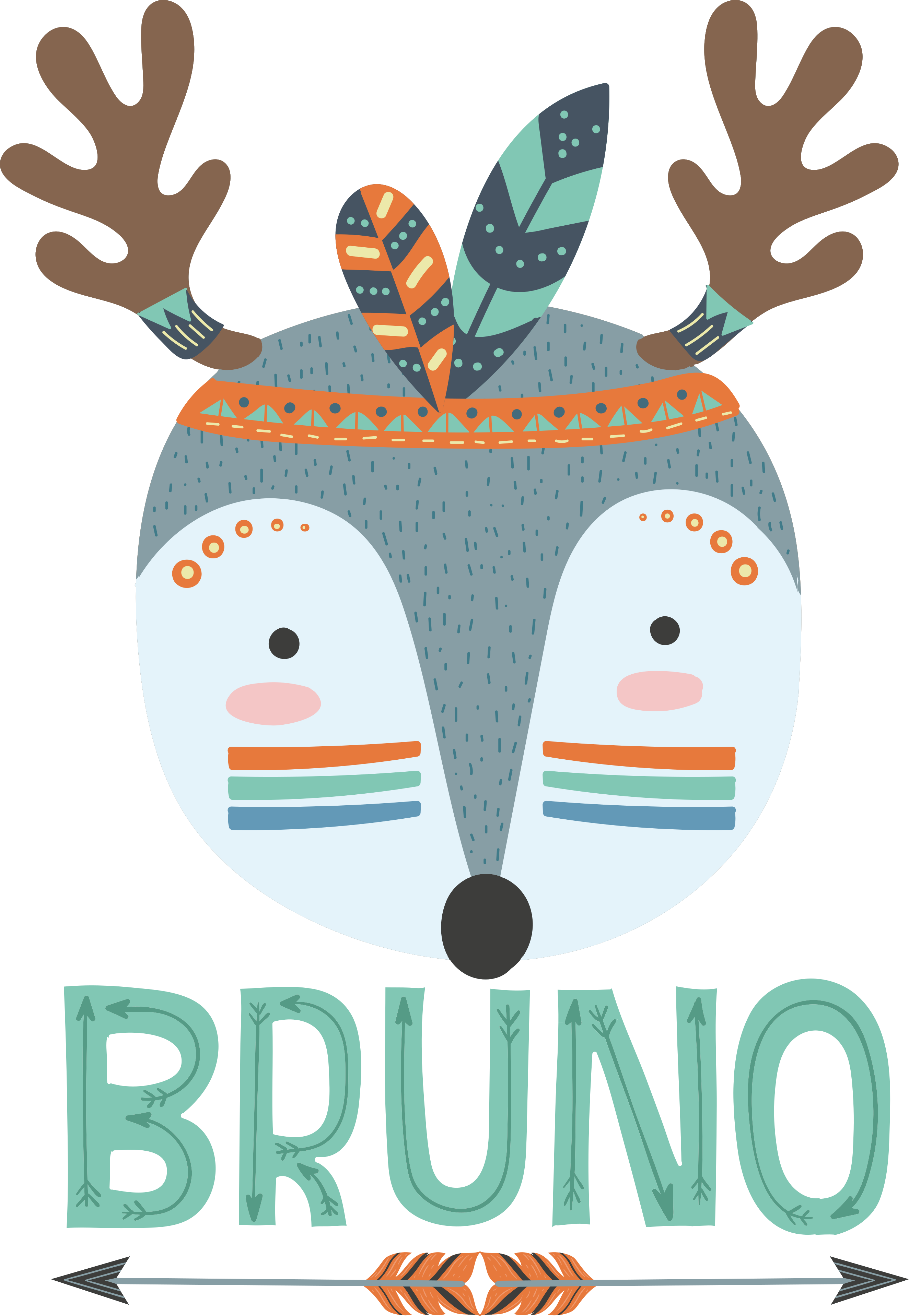 Nordic deer personalized animal vinyl rug - TenStickers