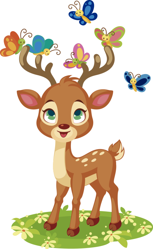 Cute cartoon deer animal vinyl rug - TenStickers
