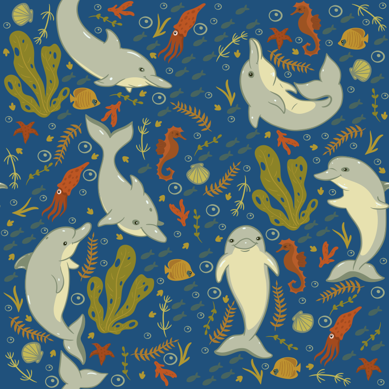 Playful marine life animal vinyl rug - TenStickers