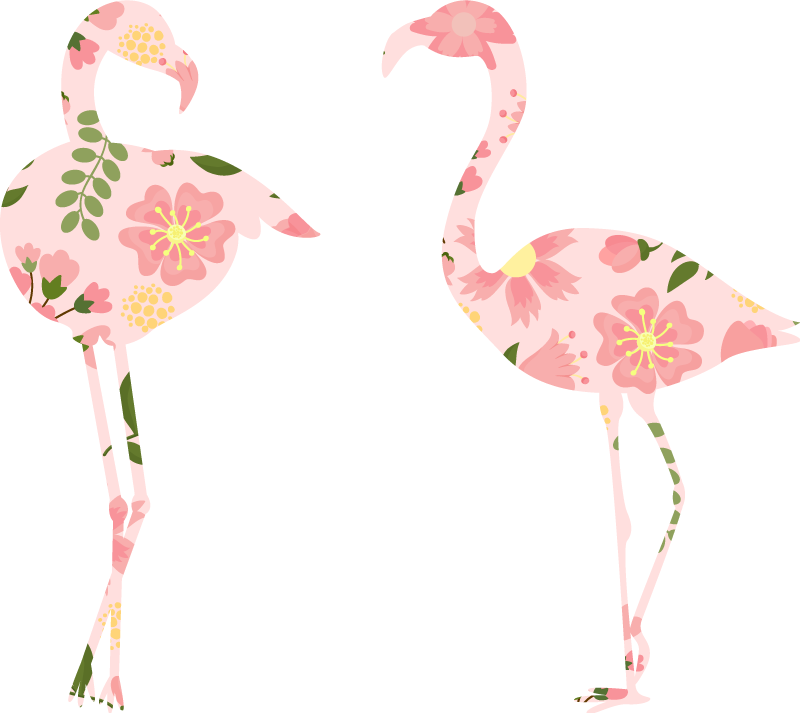 Animal vinyl rug flamingo floral design - TenStickers