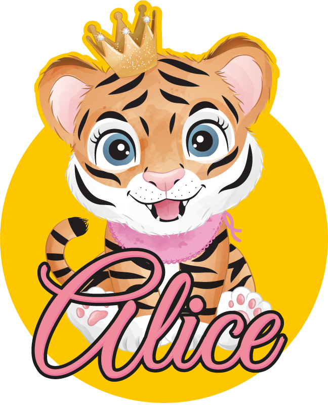 Animal vinyl rug cute tiger illustration - TenStickers