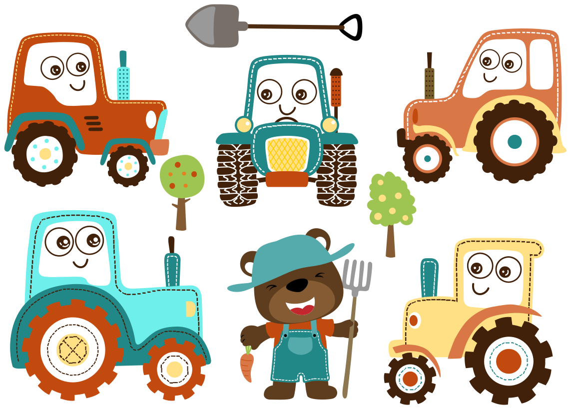 Animal vinyl rug with adorable tractor designs - TenStickers