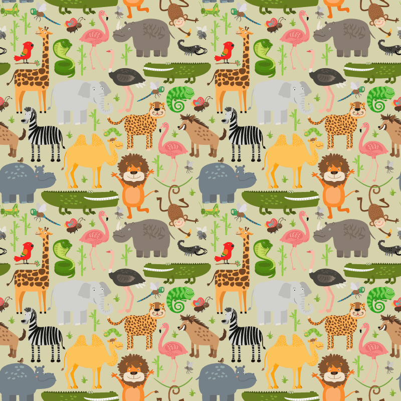 Animal vinyl rug with lively animal design - TenStickers