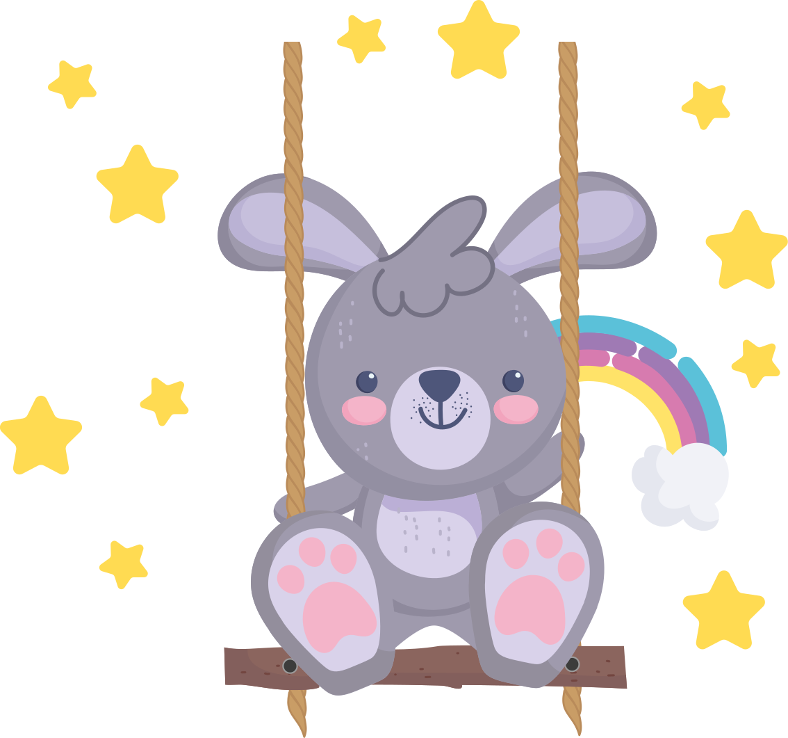 Animal vinyl rug bunny on a starry swing - TenStickers