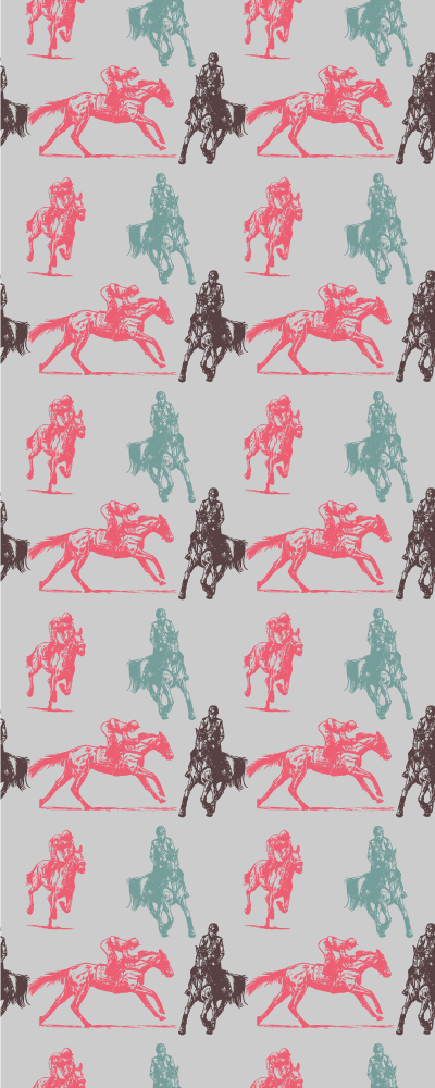 Animal vinyl rug with colorful horse pattern on gray - TenStickers
