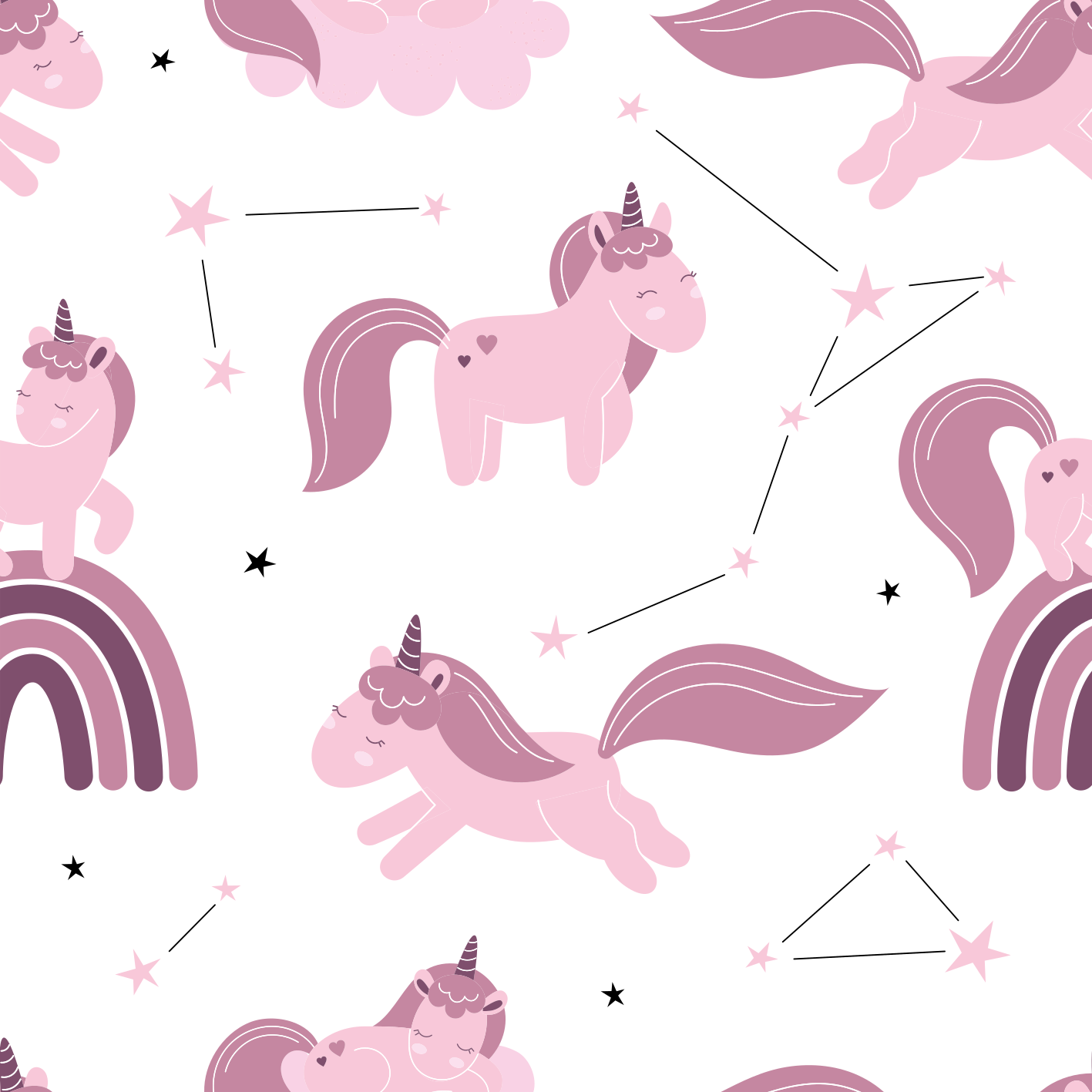 Unicorns and constellations animal vinyl rug - TenStickers