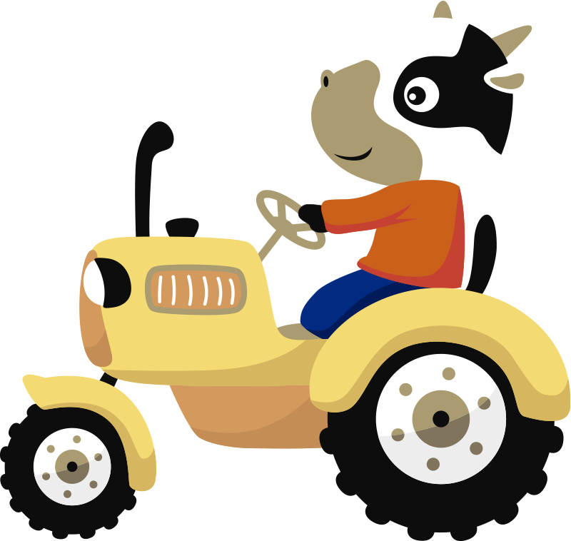 Animal vinyl rug cow on tractor - TenStickers