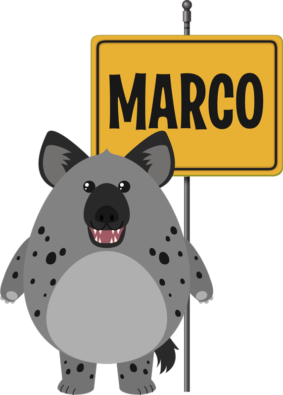 Animal vinyl rug hyena with name - TenStickers