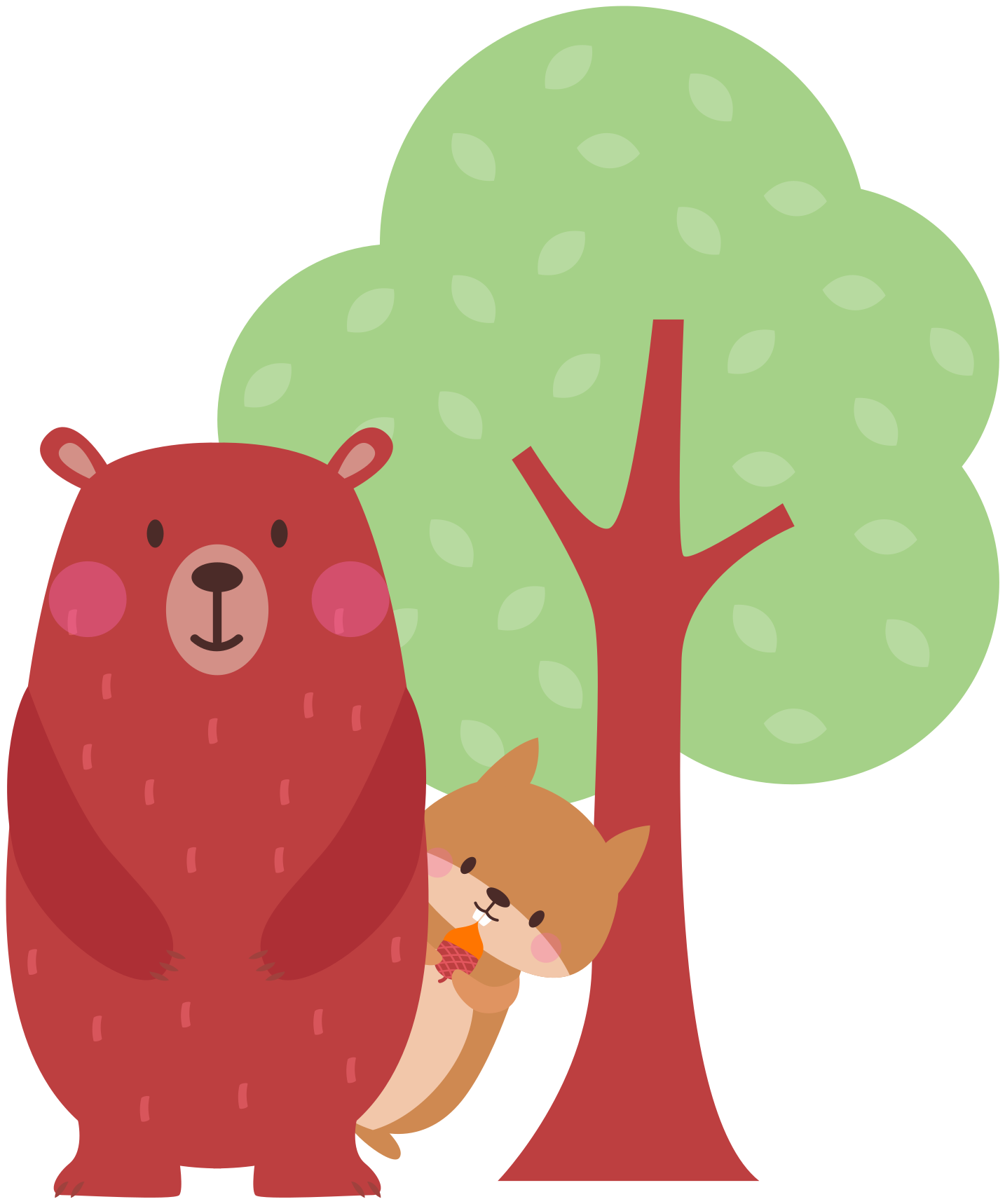 Animal vinyl rug squirrel and bear friendship - TenStickers