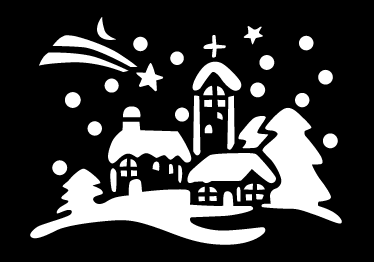 Christmas vinyl rug black and white village - TenStickers