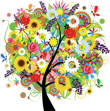 Flower vinyl rug summer tree - TenStickers