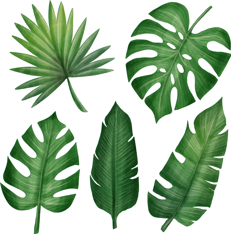 Flower vinyl rug realistic tropical leaf collection - TenStickers
