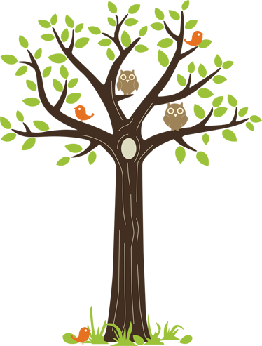 Flower vinyl rug with owls and trees design - TenStickers