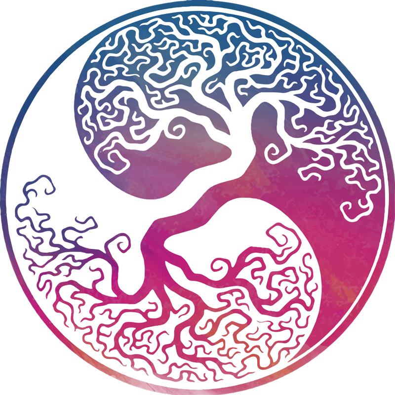 Yin yang tree life flower vinyl rug - TenStickers