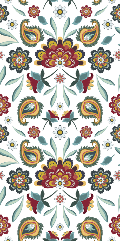 Flower vinyl rug with ethnic floral design - TenStickers