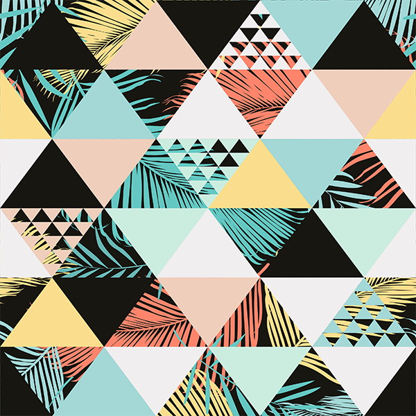 Flower vinyl rug tropical triangles - TenStickers